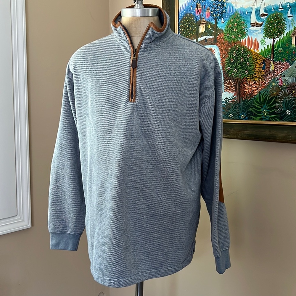 Orivs Blue 1/4 zip with leather elbow patches pullover light blue Size L Men